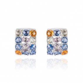 White Gold Multi-Coloured Sapphire Earrings
